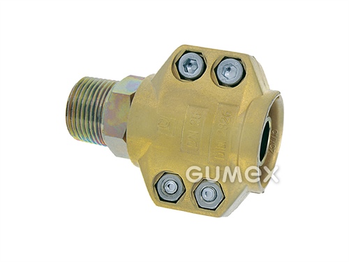 Skrutkovanie na paru DN 13x6mm, vonkajší závit R 1/2", 18bar, para +210°C, voda +120°C, mosadz, svorka mosadz